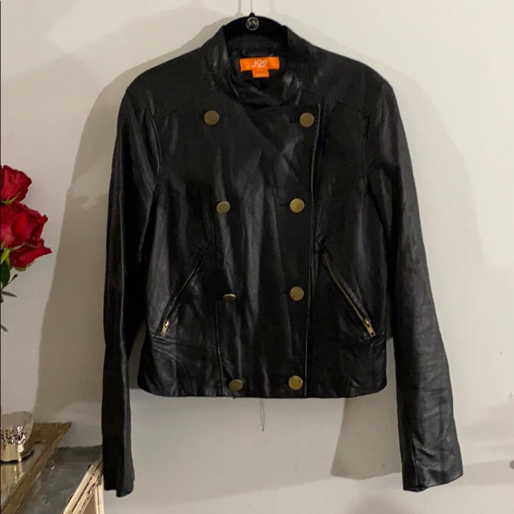 Military Style Black Leather Jacket